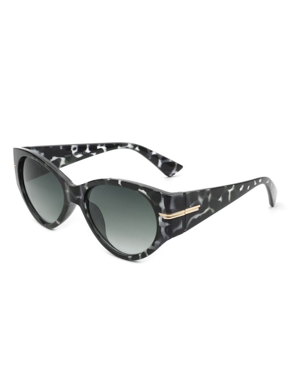 Cat-Eye Sunglasses Black Grey Marble Glam Modern Frame | UV400